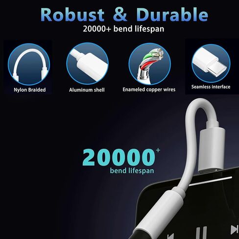 AUX 3.5mm AUX إلى USB C Audio Audio Audio Audio Adapter ، 2 Pack Type C to Aux Converter Dongle Cable for iPhone 16E/iPhone 16/15 ، iPad ، Macbook ، Samsung Galaxy S25 Ultra ، Google Pixel 9A ، LG ، PC ، Laptop in Kuwait