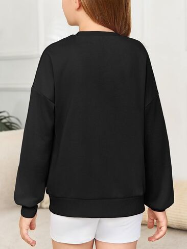 Haloumoning Girls Crewneck Sweatshirts Kids Casual Long Sleeve Loose Tops Fall Comfy Lightweight Pullovers 5-14 Years in Saudi Arabia