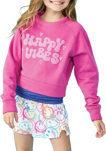 IScream Big Girls Superest Puff Fleece Crewneck Fun Sweatshirt - مجموعة مشاعر غامقة in Saudi Arabia