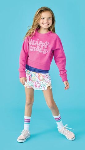 IScream Big Girls Superest Puff Fleece Crewneck Fun Sweatshirt - مجموعة مشاعر غامقة in Saudi Arabia