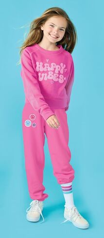 IScream Big Girls Superest Puff Fleece Crewneck Fun Sweatshirt - مجموعة مشاعر غامقة in Saudi Arabia