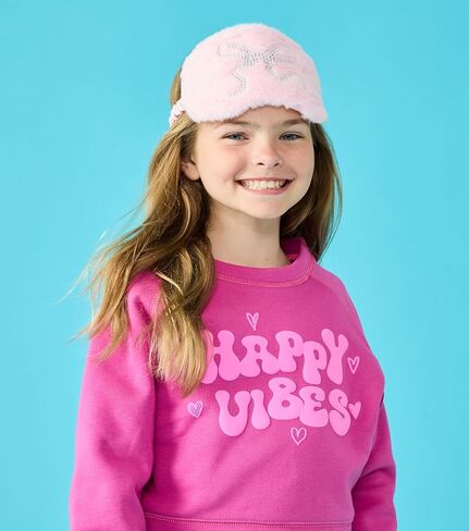 IScream Big Girls Superest Puff Fleece Crewneck Fun Sweatshirt - مجموعة مشاعر غامقة in Saudi Arabia