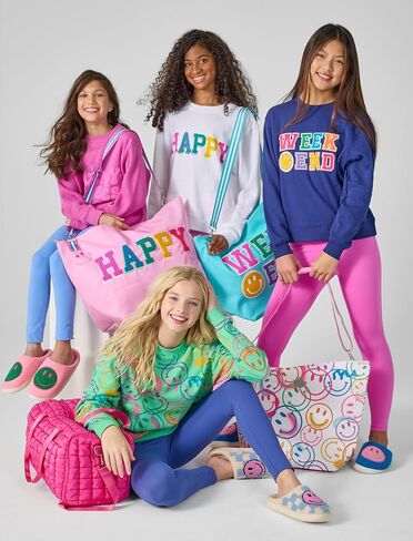 IScream Big Girls Superest Puff Fleece Crewneck Fun Sweatshirt - مجموعة مشاعر غامقة in Saudi Arabia