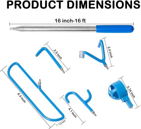 MD 5 in 1 Extendable Disc Golf Retriever. (16FT) Telescopic Disc Golf Retriever Durable Stainless Steel Frame,Multi-Hook Grabber with Carry Bag, Disc Golf Accessories for Tree Bushes & Water. in Kuwait