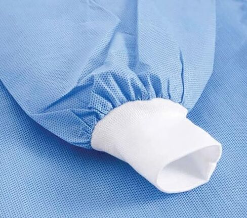 Disposable Isolation Gowns, Poly-Reinforced SMS Fabric, Level 3 Sterile, Latex-Free, Long Cuffed Sleeve, One Size, Blue - Pack of 120 in Kuwait