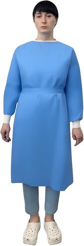 Disposable Isolation Gowns, Poly-Reinforced SMS Fabric, Level 3 Sterile, Latex-Free, Long Cuffed Sleeve, One Size, Blue - Pack of 120 in Kuwait