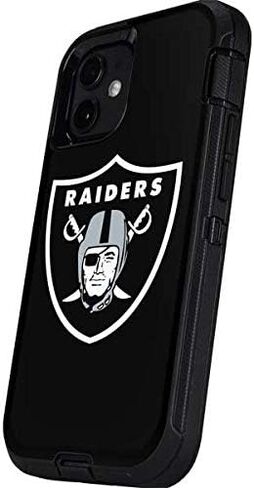 Skinit Decal Phone Skin Compatible with OtterBox Defender Case for iPhone 12 Mini - Officially Licensed NFL Las Vegas Raiders Large Logo Design in Saudi Arabia