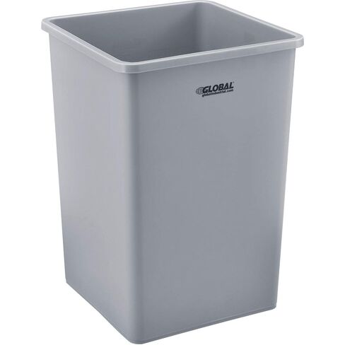 Global Industrial Square Plastic Garbage Can, 35 Gallon Capacity, Indoor/Outdoor Rated, 19-1/2"W x 19-1/2"D x 27-4/5"H, Utility Trash Can, No Lid, Black in Kuwait