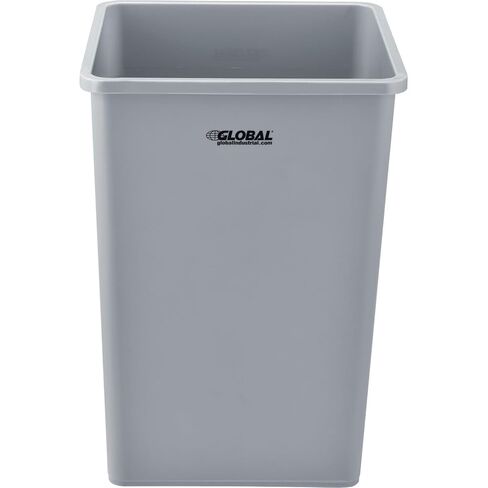 Global Industrial Square Plastic Garbage Can, 35 Gallon Capacity, Indoor/Outdoor Rated, 19-1/2"W x 19-1/2"D x 27-4/5"H, Utility Trash Can, No Lid, Black in Kuwait