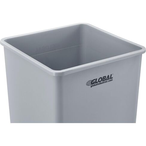 Global Industrial Square Plastic Garbage Can, 35 Gallon Capacity, Indoor/Outdoor Rated, 19-1/2"W x 19-1/2"D x 27-4/5"H, Utility Trash Can, No Lid, Black in Kuwait