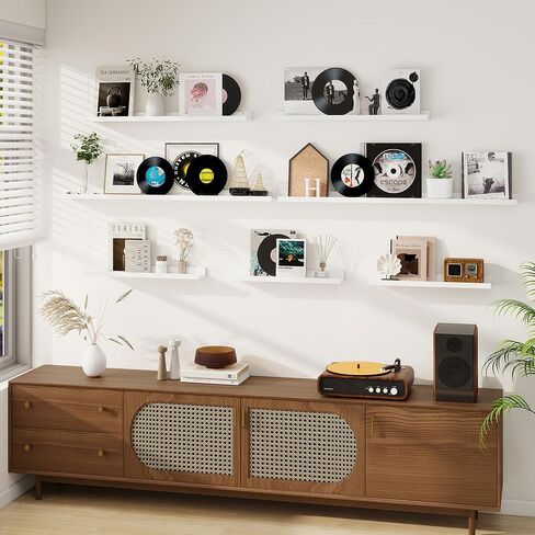 Dreamland Picture Shelf for Wall ، أرفف عائمة مجموعة من 2 ، 48 بوصة رفوف عائمة مع الشفاه لغرفة المعيشة ، غرفة نوم ، حمام ، مطبخ ، أبيض in Kuwait