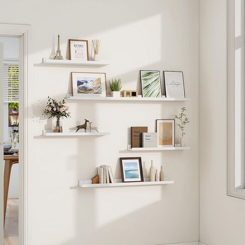 Dreamland Picture Shelf for Wall ، أرفف عائمة مجموعة من 2 ، 48 بوصة رفوف عائمة مع الشفاه لغرفة المعيشة ، غرفة نوم ، حمام ، مطبخ ، أبيض in Kuwait