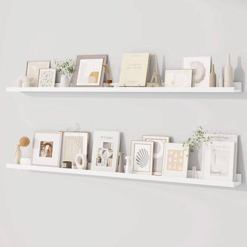 Dreamland Picture Shelf for Wall ، أرفف عائمة مجموعة من 2 ، 48 بوصة رفوف عائمة مع الشفاه لغرفة المعيشة ، غرفة نوم ، حمام ، مطبخ ، أبيض in Kuwait