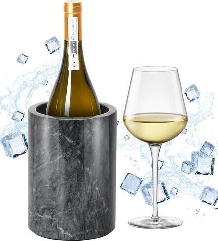 رخام نبيذ مبرد للزجاجة ، دلو مبرد النبيذ ، دلو مبرد النبيذ لأي 750 مل من زجاجة الشمبانيا مبرد الحفلات ، وبرد زجاجة النبيذ ، مبرد زجاجة النبيذ ، هدايا النبيذ للنساء (أبيض) in Kuwait