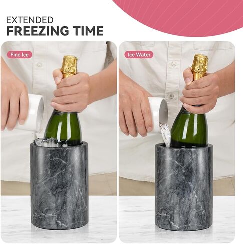 رخام نبيذ مبرد للزجاجة ، دلو مبرد النبيذ ، دلو مبرد النبيذ لأي 750 مل من زجاجة الشمبانيا مبرد الحفلات ، وبرد زجاجة النبيذ ، مبرد زجاجة النبيذ ، هدايا النبيذ للنساء (أبيض) in Kuwait