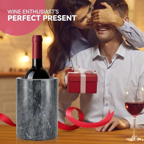 رخام نبيذ مبرد للزجاجة ، دلو مبرد النبيذ ، دلو مبرد النبيذ لأي 750 مل من زجاجة الشمبانيا مبرد الحفلات ، وبرد زجاجة النبيذ ، مبرد زجاجة النبيذ ، هدايا النبيذ للنساء (أبيض) in Kuwait