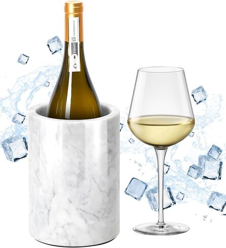 Marble Wine Chiller for Bottle,Wine Chiller Bucket,Wine Cooler Bucket for Any 750ml Bottle Champagne Chiller for Parties,Wine Bottle Chiller,Wine Bottle Cooler,Wine Gifts for Women Man (White) in Kuwait