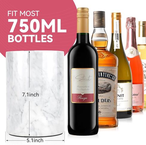 Marble Wine Chiller for Bottle,Wine Chiller Bucket,Wine Cooler Bucket for Any 750ml Bottle Champagne Chiller for Parties,Wine Bottle Chiller,Wine Bottle Cooler,Wine Gifts for Women Man (White) in Kuwait