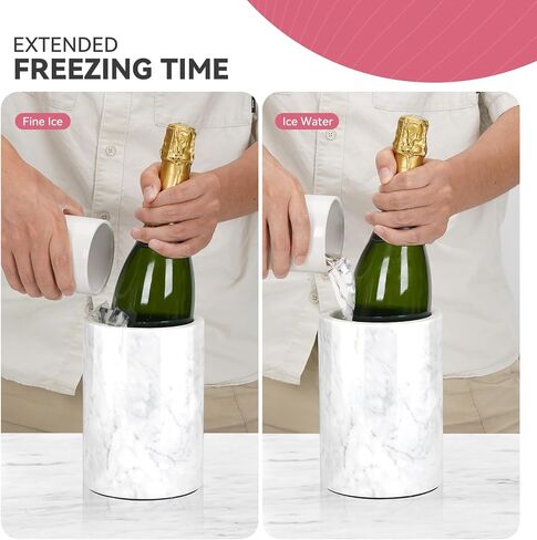 Marble Wine Chiller for Bottle,Wine Chiller Bucket,Wine Cooler Bucket for Any 750ml Bottle Champagne Chiller for Parties,Wine Bottle Chiller,Wine Bottle Cooler,Wine Gifts for Women Man (White) in Kuwait
