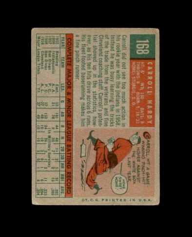 Carroll Hardy Signed Original 1959 Topps Cleveland Autographed in Saudi Arabia