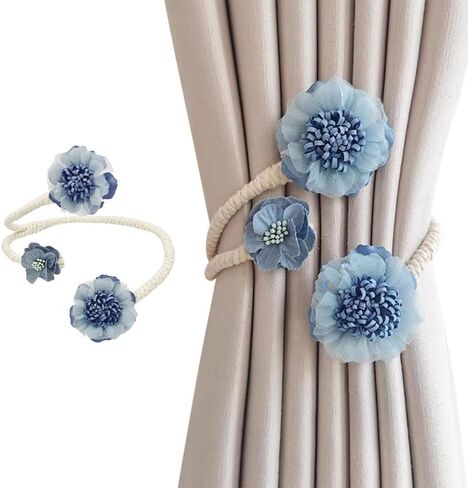 Curtain Decorative Tiebacks, 4PCS Flower Curtain Holder No-Punch Flexible Curtains Holdbacks for Bedroom Home Office Decor in Kuwait