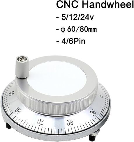 CNC Pulse Generator Handwheel CNC Pulser Handwheel 5/12/24V 4/6Pin Pulse 100 Manual Pulse Generator Hand Wheel CNC Machine 60mm Rotary Encoder (Size : 24V-4Pin-100PPR, Color : 60mm) in Kuwait