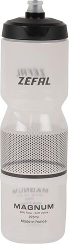 زجاجة ماء دراجة Zefal Magnum 975 مل-سوداء شفاف-سعة عالية ، غطاء ناعم وفوهة ، polypropylene خالية من BPA ، يناسب معظم أقفاص الزجاجة-مصنوعة في فرنسا in Saudi Arabia