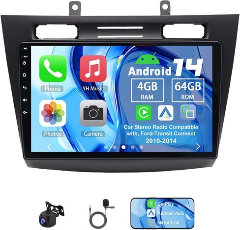 Android 14 Double Din Car Radio متوافق مع Ford Transit Connect 2010-2014 ، 2G+32G 10 "Stereo Screen Car Stereo مع Carplay Android Auto GPS WiFi Camera in Kuwait