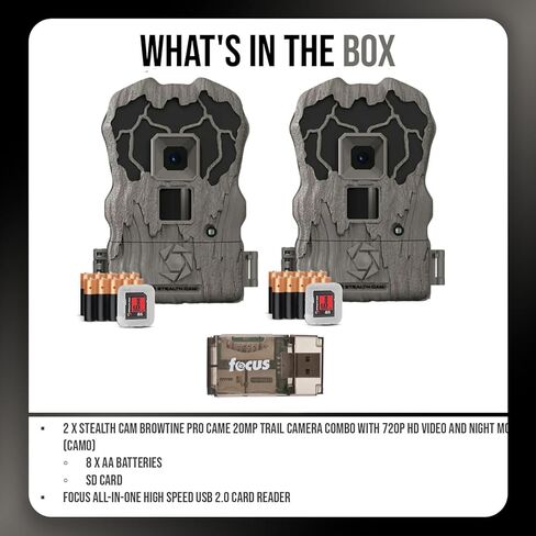 Stealth Cam Browtine 20MP Trail/Game Camera with 720P HD Video, 0.8s Trigger Speed, 60 Feet Flash, Night Mode, and 1-3 Image Burst - Camo (4 Pack) in Saudi Arabia