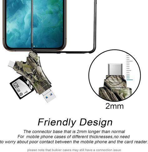Suntrsi 4 in 1 SD Card Reader للهاتف/pad/Android ، محول قارئ بطاقة Micro SD ، قارئ بطاقة الذاكرة المحمولة لبطاقات SD و Micro SD in Kuwait