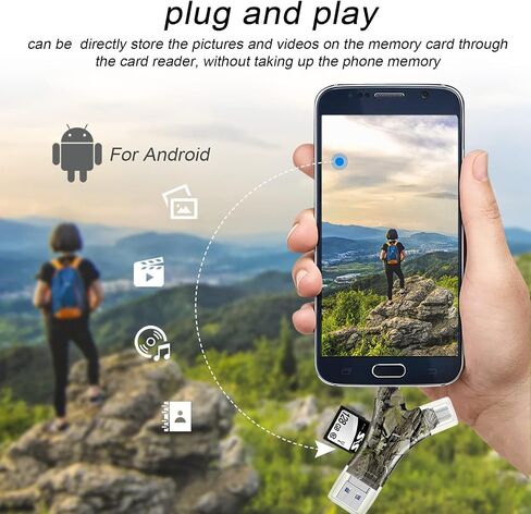 Suntrsi 4 in 1 SD Card Reader للهاتف/pad/Android ، محول قارئ بطاقة Micro SD ، قارئ بطاقة الذاكرة المحمولة لبطاقات SD و Micro SD in Kuwait