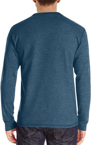 Mens Shirts Long Sleeve Fashion Button Cotton T-Shirts Crewneck Vintage Tshirts for Men Pullover with Pocket in Saudi Arabia