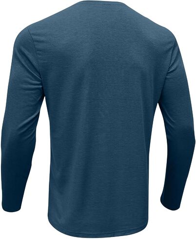 Mens Shirts Long Sleeve Fashion Button Cotton T-Shirts Crewneck Vintage Tshirts for Men Pullover with Pocket in Saudi Arabia
