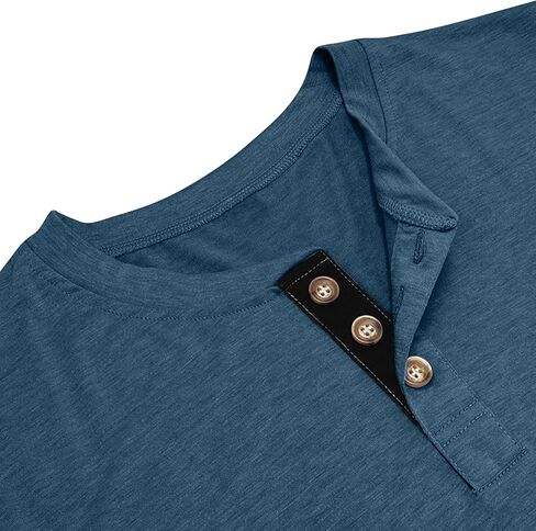 Mens Shirts Long Sleeve Fashion Button Cotton T-Shirts Crewneck Vintage Tshirts for Men Pullover with Pocket in Saudi Arabia