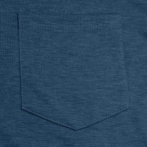 Mens Shirts Long Sleeve Fashion Button Cotton T-Shirts Crewneck Vintage Tshirts for Men Pullover with Pocket in Saudi Arabia