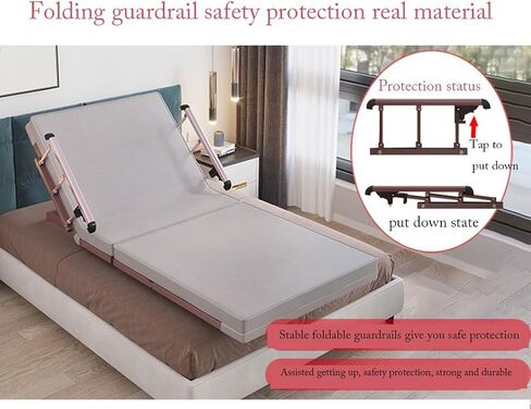 Household Electric Auxiliary Bed with Backrest and Guardrail Nursing Elderly Pregnant Women Automatic Lifting Mattress (Gray Latex pad) in Saudi Arabia