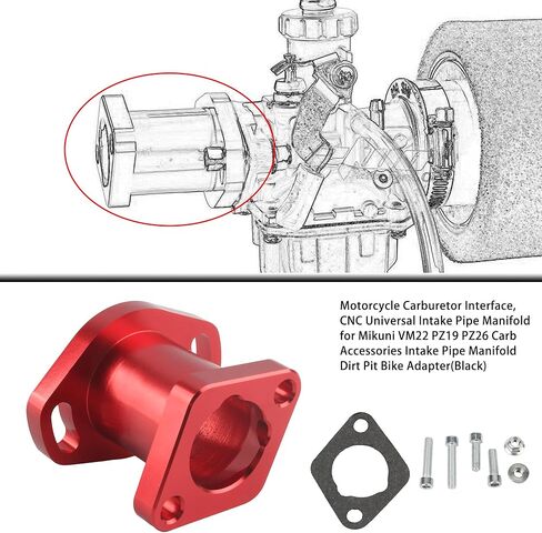 واجهة المكربن ​​للدراجات النارية ، مشعب أنابيب السحب العالمي CNC لـ Mikuni VM22 PZ19 PZ26 CARB Accessories CARB PIPEL PIPOLD ARID PIK PIKE ADAPTER (RED) in Kuwait
