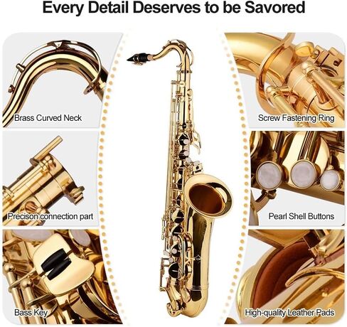 BB Tenor Saxophone ساكس النحاس الجسم الذهبي in Kuwait