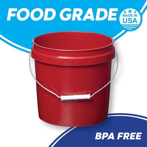 Plastics الموحدة 2 جالون دلاء من الدرجة الغذائية ، تخزين الحاويات الخالية من BPA ، دائرة HDPE متينة ، مصنوعة في الولايات المتحدة الأمريكية (6 عبوات ، أبيض) - لا أغطية in Saudi Arabia