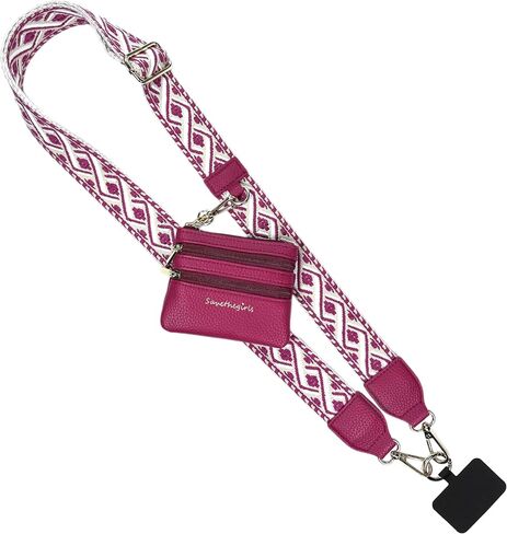 مشبك نقاط ممتعة و GO SON STRAP (البني الداكن/البني الفاتح - حقيبة بنية اللون) - سلسلة حزام عبر الهاتف كروس مع حقيبة محفظة سستة - هاتف حبل على الهاتف in Kuwait