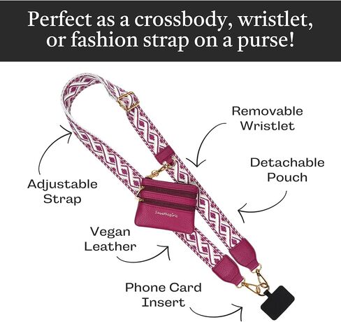 مشبك نقاط ممتعة و GO SON STRAP (البني الداكن/البني الفاتح - حقيبة بنية اللون) - سلسلة حزام عبر الهاتف كروس مع حقيبة محفظة سستة - هاتف حبل على الهاتف in Kuwait