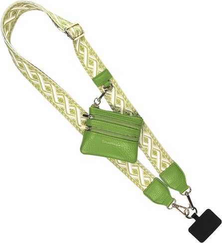 مشبك نقاط ممتعة و GO SON STRAP (البني الداكن/البني الفاتح - حقيبة بنية اللون) - سلسلة حزام عبر الهاتف كروس مع حقيبة محفظة سستة - هاتف حبل على الهاتف in Kuwait