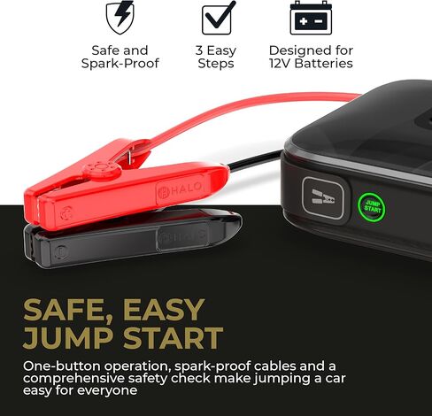 HALO Bolt Ultimate 3 Portable Car Battery Jump Starter | 130 PSI Air Compressor, 55.5Wh USB Power Bank, Large Display, Emergency Floodlight & Charger, Jumps Cars SUVs & Trucks, Inflates Tires — Cobalt in Kuwait