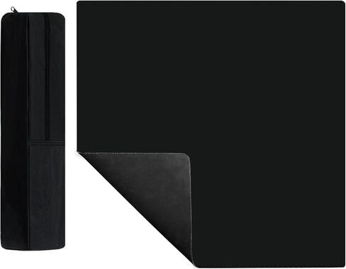 Mahjong Mat, Mahjong Table Mat Black Carrying Bag, Anti Slip and Noise Reduction Table Cover for Mahjong, Poker, Card Games, Dominoes, Board Games, Slip Resistant Mat (Black) in Kuwait