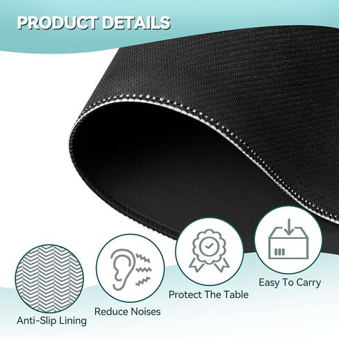 Mahjong Mat, Mahjong Table Mat Black Carrying Bag, Anti Slip and Noise Reduction Table Cover for Mahjong, Poker, Card Games, Dominoes, Board Games, Slip Resistant Mat (Black) in Kuwait