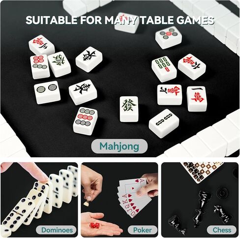 Mahjong Mat, Mahjong Table Mat Black Carrying Bag, Anti Slip and Noise Reduction Table Cover for Mahjong, Poker, Card Games, Dominoes, Board Games, Slip Resistant Mat (Black) in Kuwait
