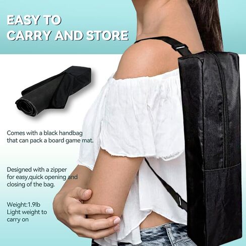 Mahjong Mat, Mahjong Table Mat Black Carrying Bag, Anti Slip and Noise Reduction Table Cover for Mahjong, Poker, Card Games, Dominoes, Board Games, Slip Resistant Mat (Black) in Kuwait