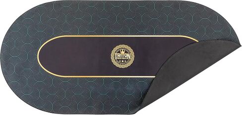 Triton Premium Portable Poker Table Mat 10 Player Blue - Multi-Spandex Fabric Rubber Portable Poker Game Mat with Zippered Oxford Fabric Carry Bag - 80" L x 38" W in Saudi Arabia