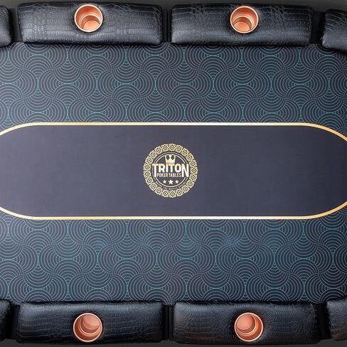 Triton Premium Portable Poker Table Mat 10 Player Blue - Multi-Spandex Fabric Rubber Portable Poker Game Mat with Zippered Oxford Fabric Carry Bag - 80" L x 38" W in Saudi Arabia