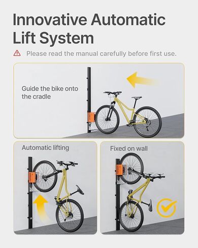 Montek Officatic Lift ebike Rack-يناسب إطارات 24-29 "، رف الجدار الرأسي الشاق للدراجات (تصل إلى 71 رطلاً)-رفع الجهد ، وتثبيت سهلة-تخزين لتوفير الفضاء للمرآب ، سقيفة ، بو ، بو in Saudi Arabia